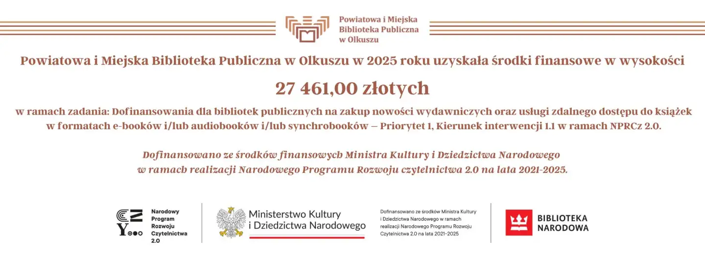 Dofinansowanie w ramach Narodowego Programu Rozwoju Czytelnictwa 2.0 na lata 2021-2025
